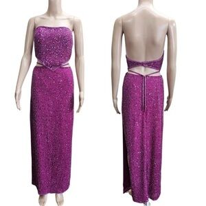 Scala Dazzling Purple Strapless Prom Dress